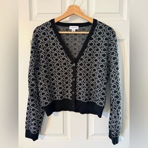 Calvin Klein Monogram Black and White Cardigan